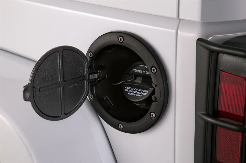 AMP Research 2007-2017 Jeep Wrangler JK 2/4 Door Fuel Door - Black - Image 6