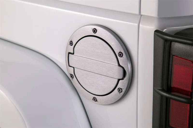 AMP Research 2007-2017 Jeep Wrangler JK 2/4 Door Fuel Door - Brushed - Image 5