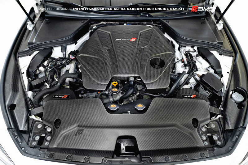 AMS Performance Infiniti 17+ Q60 / 16+ Q50 3.0TT Alpha Matte Carbon Engine Cover - Image 3