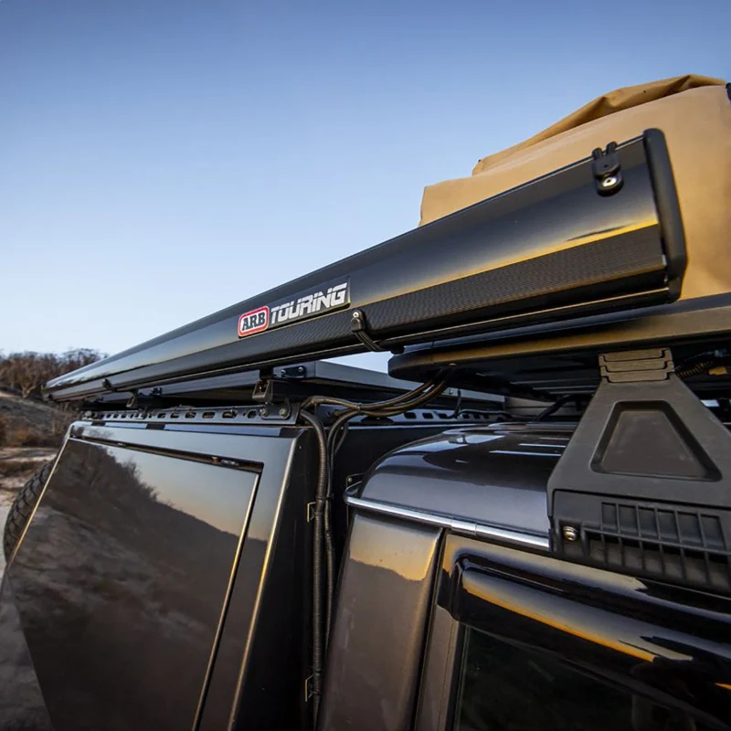 ARB Aluminum Awning, Black Frame, 8.2FT x 8.2FT, Installed with LED Light Strip - Image 3