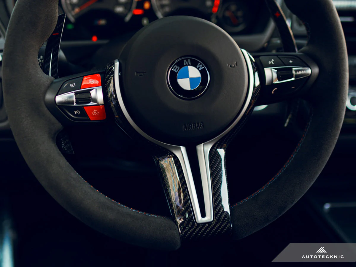 AutoTecknic Carbon Fiber Steering Wheel Trim Cover - F-Chassis M Vehicles - Image 2