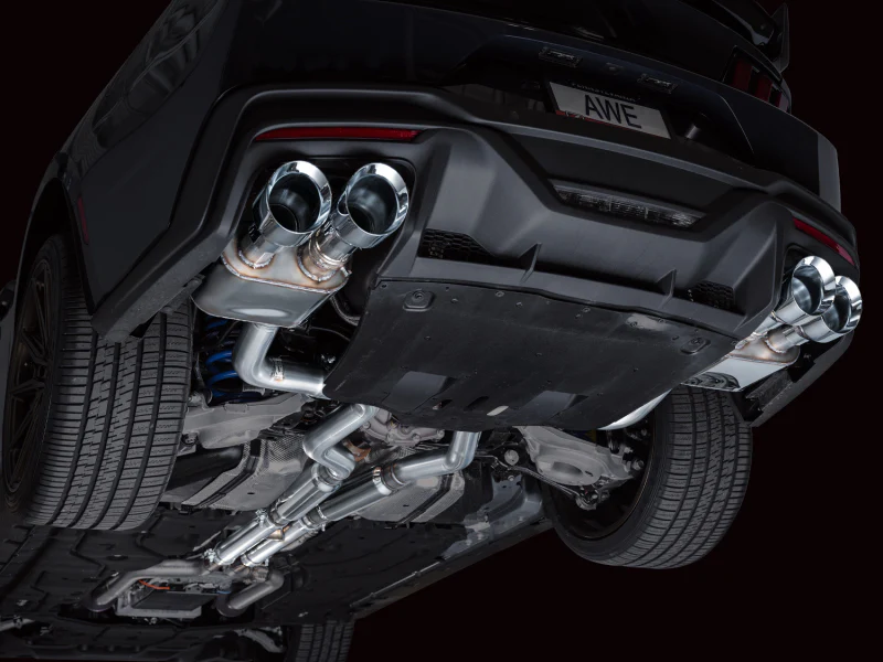AWE 2024 Ford Mustang Dark Horse S650 RWD SwitchPath Cat-Back Exhaust w/ Quad Chrome Silver Tips - Image 3