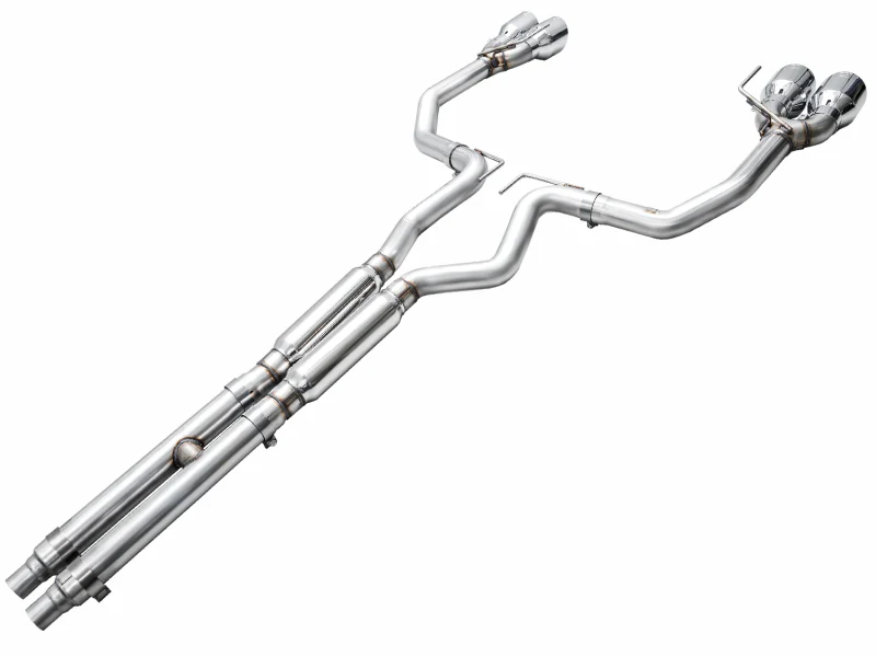 AWE 2024 Ford Mustang Dark Horse S650 RWD Track Edition Cat-Back Exhaust w/ Quad Chrome Silver Tips - Image 13
