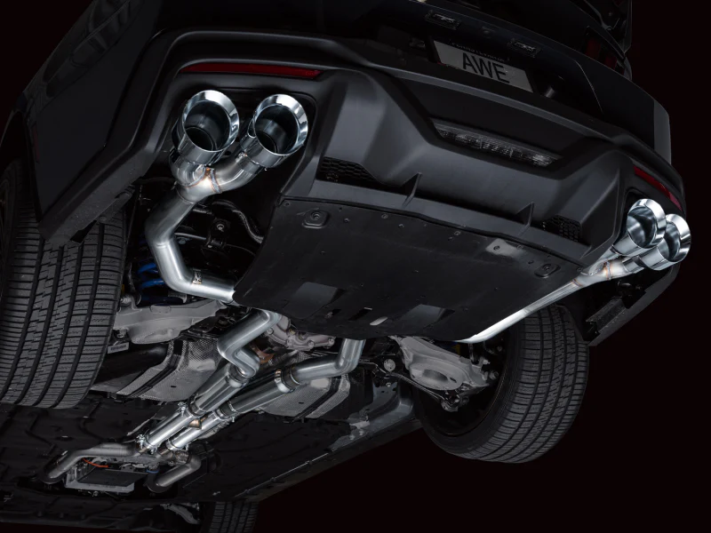 AWE 2024 Ford Mustang Dark Horse S650 RWD Track Edition Cat-Back Exhaust w/ Quad Chrome Silver Tips - Image 2