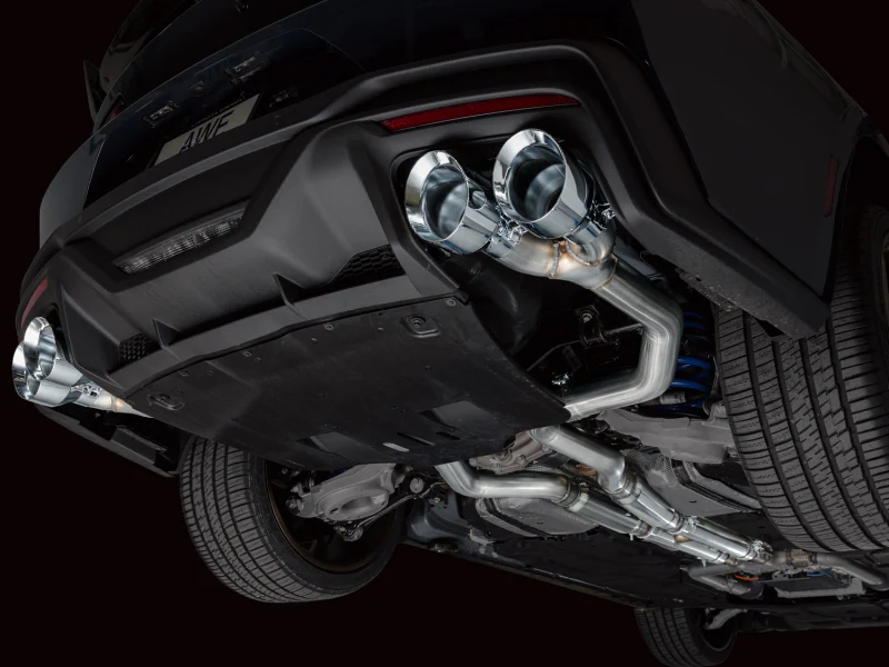 AWE 2024 Ford Mustang Dark Horse S650 RWD Track Edition Cat-Back Exhaust w/ Quad Chrome Silver Tips - Image 6