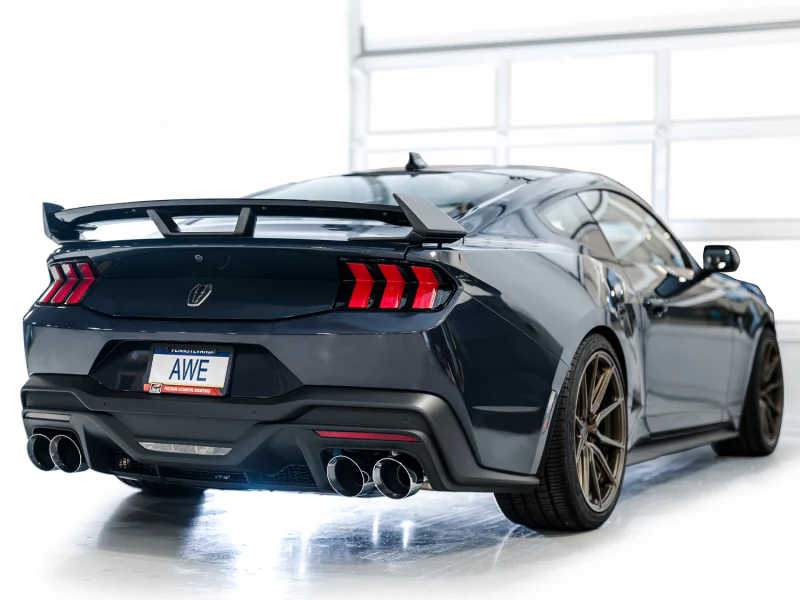 AWE 2024 Ford Mustang Dark Horse S650 RWD Track Edition Cat-Back Exhaust w/ Quad Chrome Silver Tips - Image 8