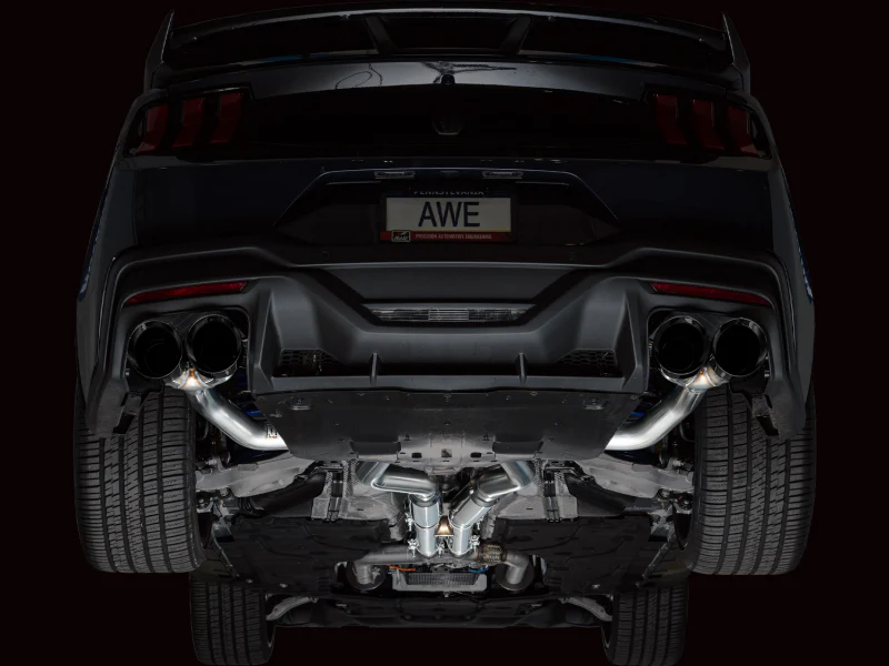 AWE 2024 Ford Mustang Dark Horse S650 RWD Track Edition Cat-Back Exhaust w/ Quad Diamond Black Tips - Image 9