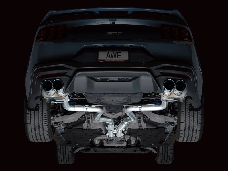 AWE 2024 Ford Mustang GT Fastback S650 RWD SwitchPath Cat-Back Exhaust w/ Quad Chrome Silver Tips - Image 11