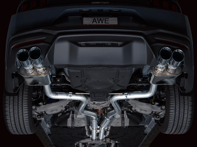 AWE 2024 Ford Mustang GT Fastback S650 RWD SwitchPath Cat-Back Exhaust w/ Quad Chrome Silver Tips - Image 5