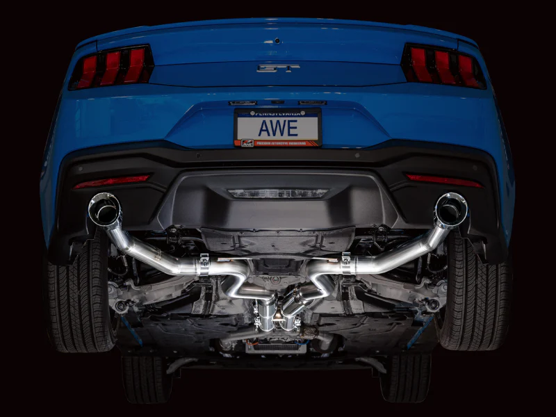 AWE 2024 Ford Mustang GT Fastback S650 RWD Track Edition Cat-Back Exhaust w/ Dual Chrome Silver Tips - Image 4