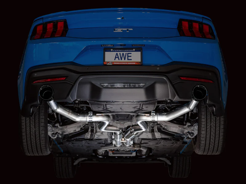 AWE 2024 Ford Mustang GT Fastback S650 RWD Track Edition Cat-Back Exhaust w/ Dual Diamond Black Tips - Image 5