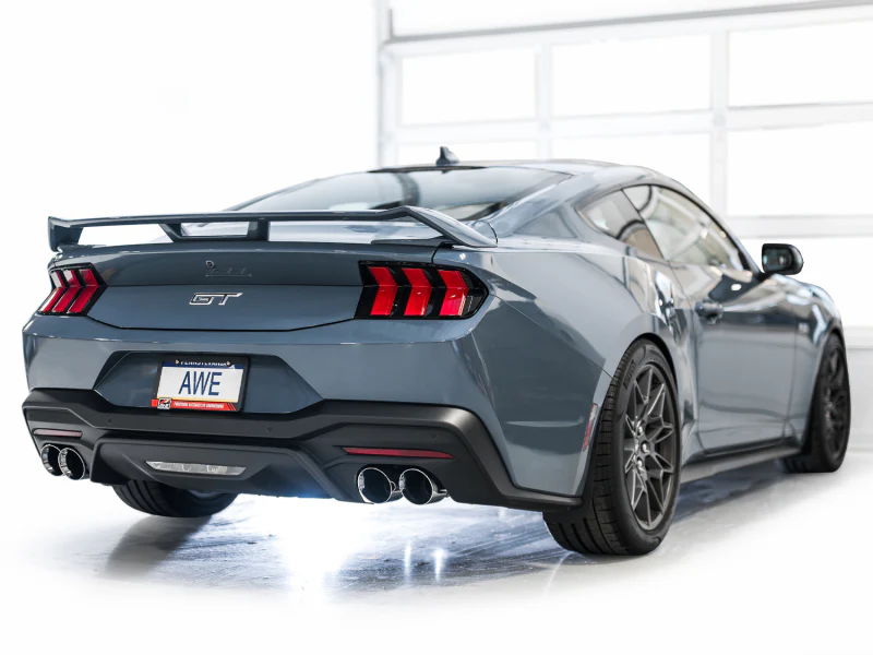 AWE 2024 Ford Mustang GT Fastback S650 RWD Track Edition Cat-Back Exhaust w/ Quad Chrome Silver Tips - Image 3