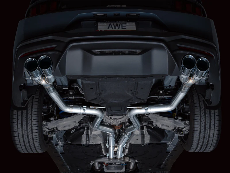 AWE 2024 Ford Mustang GT Fastback S650 RWD Track Edition Cat-Back Exhaust w/ Quad Chrome Silver Tips - Image 7