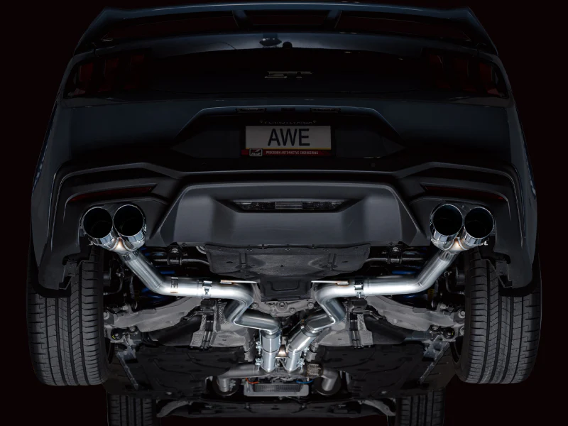 AWE 2024 Ford Mustang GT Fastback S650 RWD Track Edition Cat-Back Exhaust w/ Quad Chrome Silver Tips - Image 9