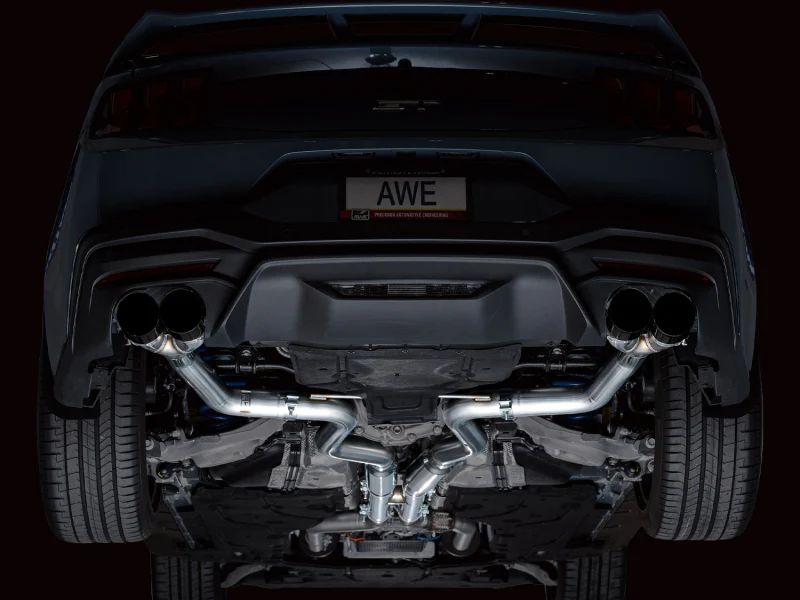 AWE 2024 Ford Mustang GT Fastback S650 RWD Track Edition Cat-Back Exhaust w/ Quad Diamond Black Tips - Image 2