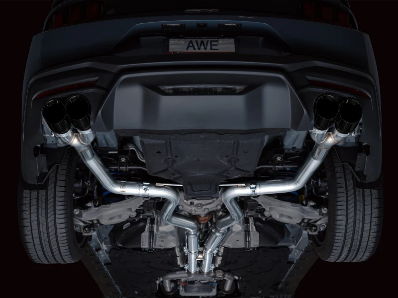 AWE 2024 Ford Mustang GT Fastback S650 RWD Track Edition Cat-Back Exhaust w/ Quad Diamond Black Tips - Image 6