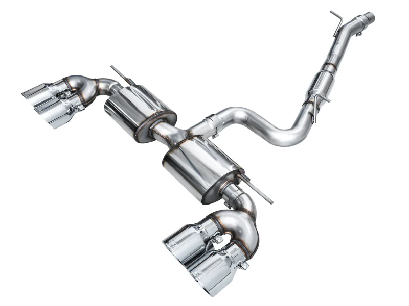 AWE Tuning MK8 Volkswagen Golf R 3in Touring Edition Quad Exhaust - Chrome Silver Tips