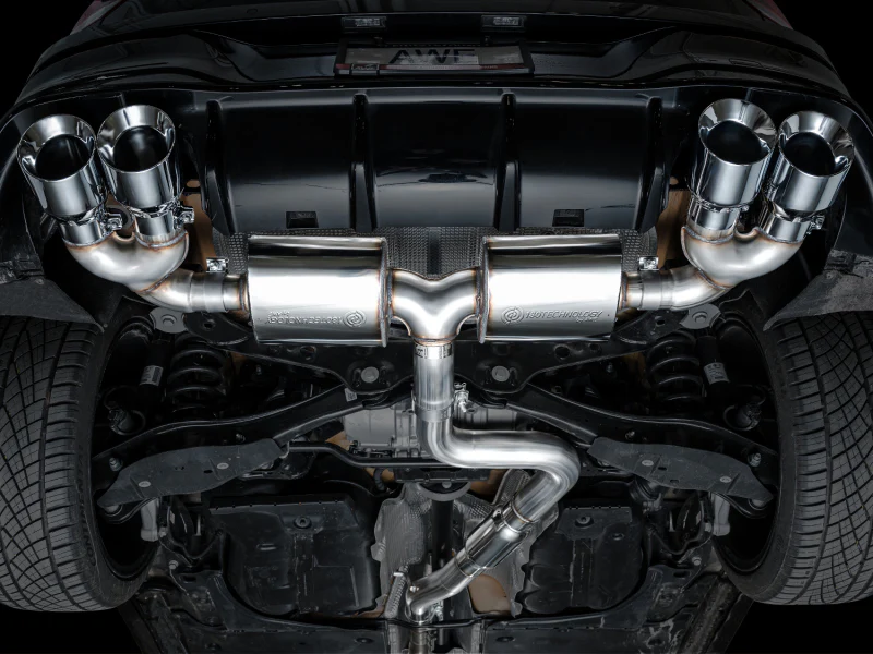 AWE Tuning MK8 Volkswagen Golf R 3in Touring Edition Quad Exhaust - Chrome Silver Tips - Image 3