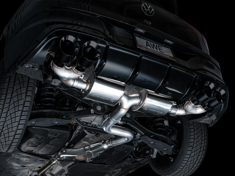 AWE Tuning MK8 Volkswagen Golf R 3in Touring Edition Quad Exhaust - Diamond Black Tips - Image 3