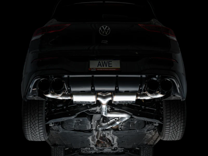 AWE Tuning MK8 Volkswagen Golf R 3in Touring Edition Quad Exhaust - Diamond Black Tips - Image 7