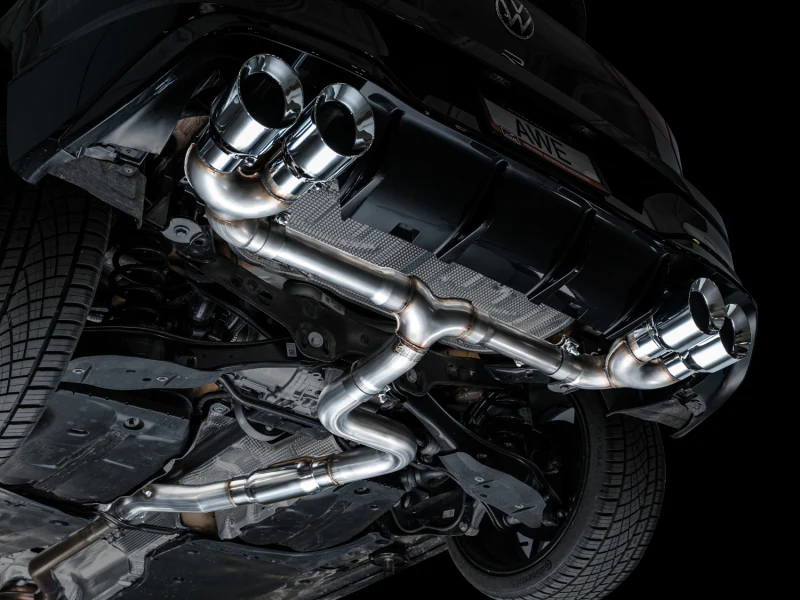 AWE Tuning MK8 Volkswagen Golf R 3in Track Edition Quad Exhaust - Chrome Silver Tips - Image 10