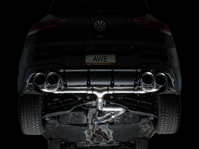 AWE Tuning MK8 Volkswagen Golf R 3in Track Edition Quad Exhaust - Chrome Silver Tips - Image 6