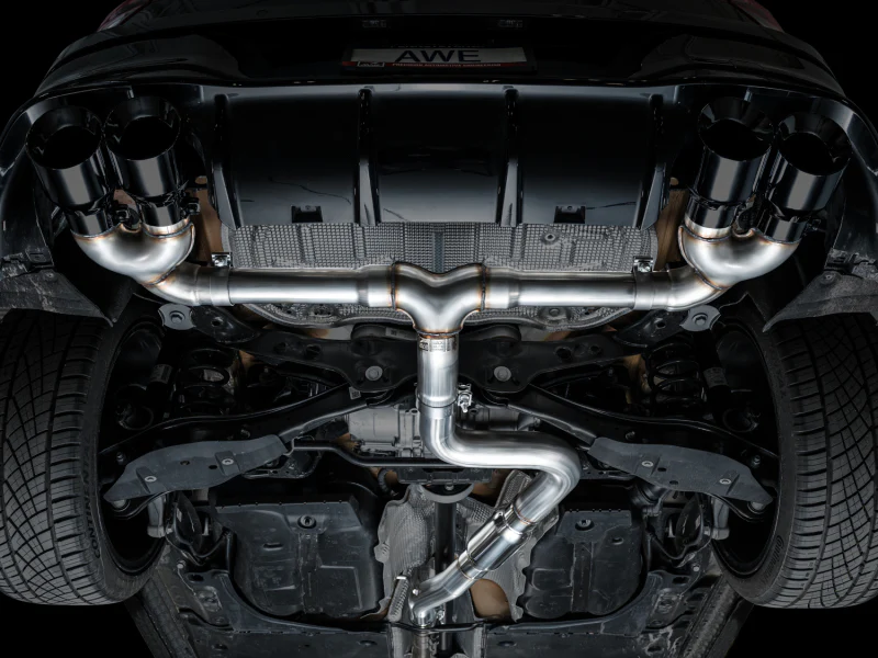 AWE Tuning MK8 Volkswagen Golf R 3in Track Edition Quad Exhaust - Diamond Black Tips - Image 6