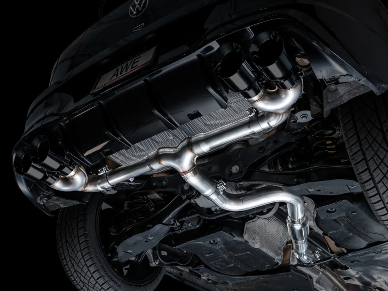 AWE Tuning MK8 Volkswagen Golf R 3in Track Edition Quad Exhaust - Diamond Black Tips - Image 9