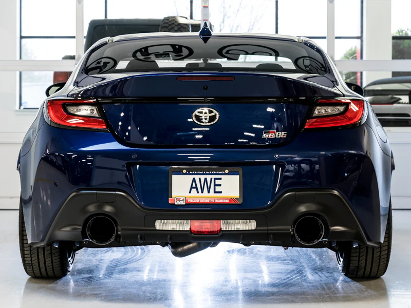 AWE Tuning Subaru BRZ / Toyota GR86 / Toyota 86 Track Edition Cat-Back Exhaust- Diamond Black Tips - Image 3