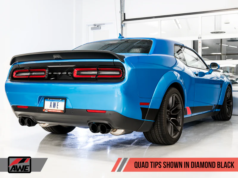 AWE Tuning 2015+ Dodge Challenger 6.4L/6.2L Non-Resonated Touring Edition Exhaust - Quad Black Tips - Image 3