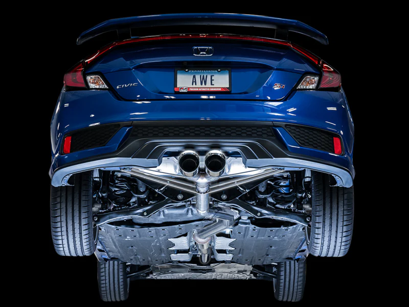 AWE Tuning 2016+ Honda Civic Si Track Edition Exhaust w/Front Pipe & Dual Chrome Silver Tips - Image 2
