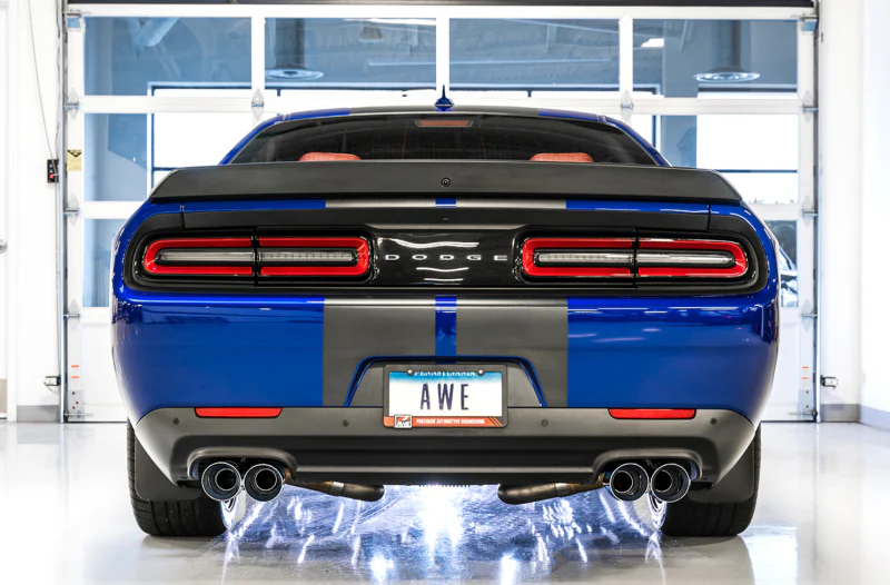 AWE Tuning 2017+ Challenger 5.7L Touring Edition Exhaust - Non-Resonated - Chrome Silver Quad Tips - Image 2
