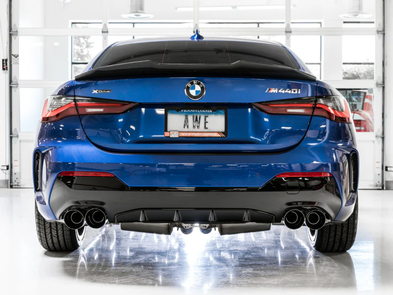 AWE Tuning 2019+ BMW M340i (G20) Resonated Touring Edition Exhaust - Quad Diamond Black Tips - Image 3
