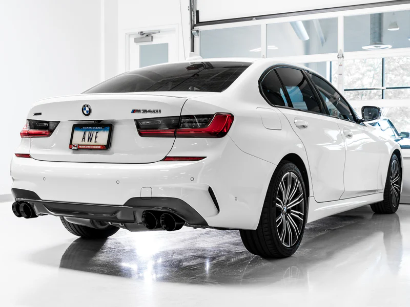AWE Tuning 2019+ BMW M340i (G20) Resonated Touring Edition Exhaust - Quad Diamond Black Tips - Image 4