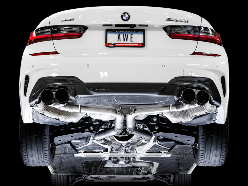 AWE Tuning 2019+ BMW M340i (G20) Track Edition Exhaust - Quad Diamond Black Tips - Image 3