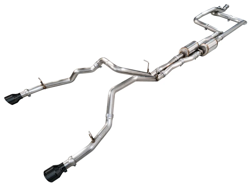 AWE Tuning 2025+ RAM 1500 RHO 3.0 I6 TT 0FG Dual Rear Exit Cat-Back Exhaust - Diamond Black Tips