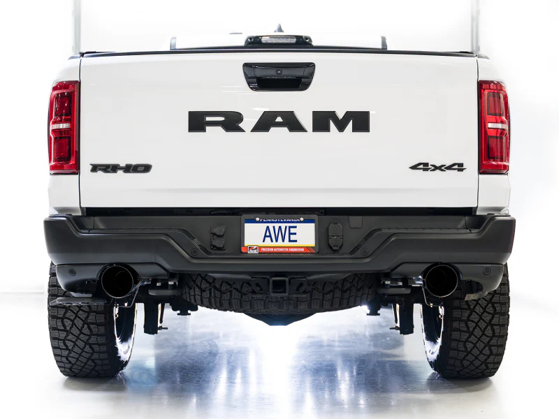 AWE Tuning 2025+ RAM 1500 RHO 3.0 I6 TT 0FG Dual Rear Exit Cat-Back Exhaust - Diamond Black Tips - Image 4