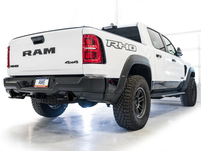 AWE Tuning 2025+ RAM 1500 RHO 3.0 I6 TT 0FG Dual Rear Exit Cat-Back Exhaust - Diamond Black Tips - Image 6