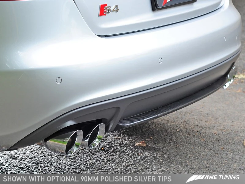 AWE Tuning Audi B8 / B8.5 S4 3.0T Track Edition Exhaust - Chrome Silver Tips (90mm) - Image 4