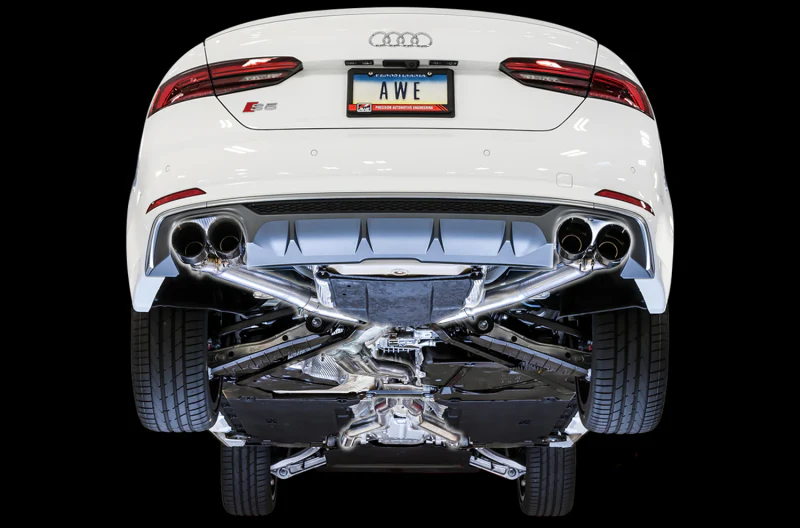 AWE Tuning Audi B9 S5 Sportback Track Edition Exhaust - Non-Resonated (Black 102mm Tips) - Image 3