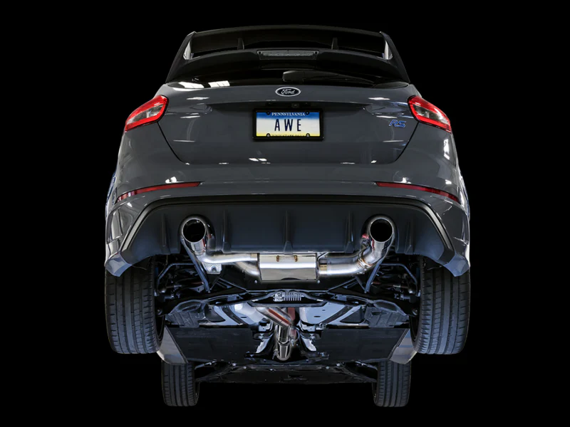 AWE Tuning Ford Focus RS SwitchPath Cat-Back Exhaust - Chrome Silver Tips - Image 2