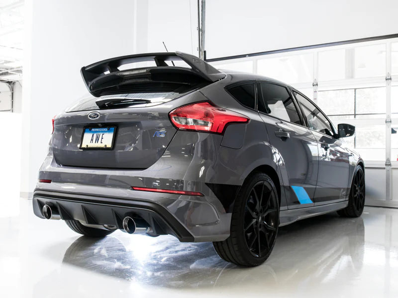 AWE Tuning Ford Focus RS Touring Edition Cat-Back Exhaust- Non-Resonated - Chrome Silver Tips - Image 3