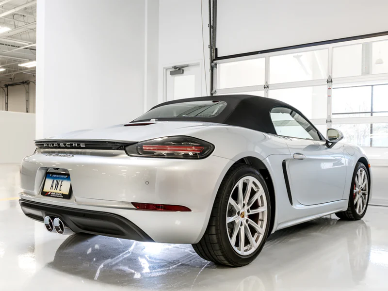 AWE Tuning Porsche 718 Boxster / Cayman Track Edition Exhaust - Chrome Silver Tips - Image 2