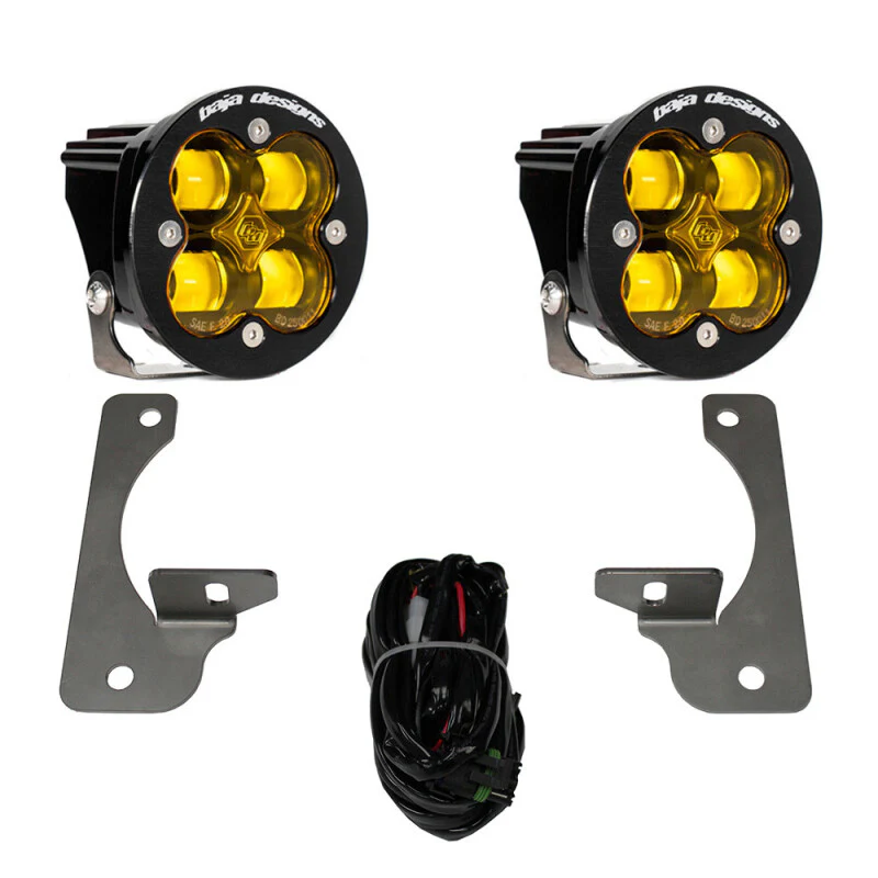 Baja Designs 07-09 Wrangler JK w/Premium Bumper Squadron R SAE Fog Pocket Kit - Amber