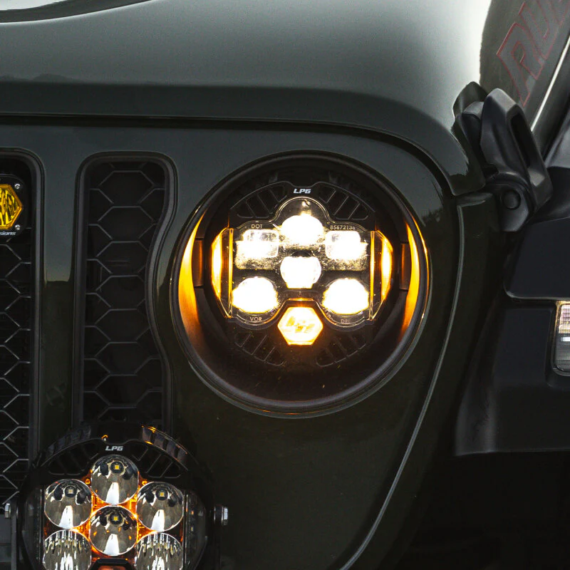 Baja Designs 18-25 Jeep Wrangler JL/20-25 Gladiator JT (w/Halogen) DOT LP6 LED Headlight Kit - Amber - Image 3