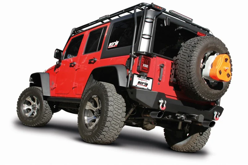 Borla 12-14 Jeep Wrangler JK 2/4Dr Rr Section ATAK Single Square Rlld Angle-Cut Black Chrome Exhaust - Image 5