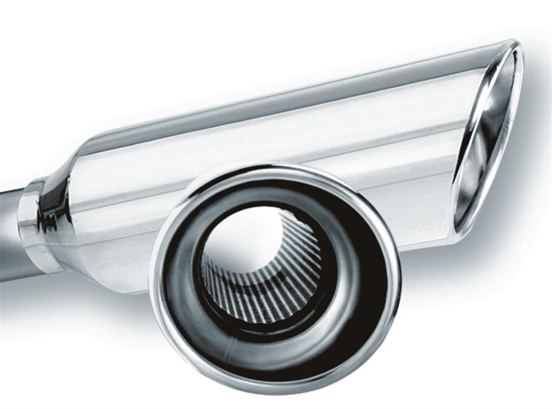 Borla 2.25in Inlet 4in Round Rolled Angle Cut Resonated x 13in Long Exhaust Tip - Image 2