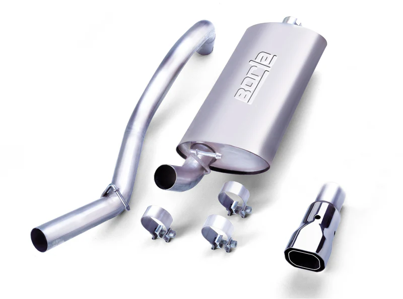 Borla 97-99 Jeep Wrangler 2.5/4.0L w/o Hitch Cat-Back 2.25in Single Sqr Angle Cut Phntm Rear - Image 2