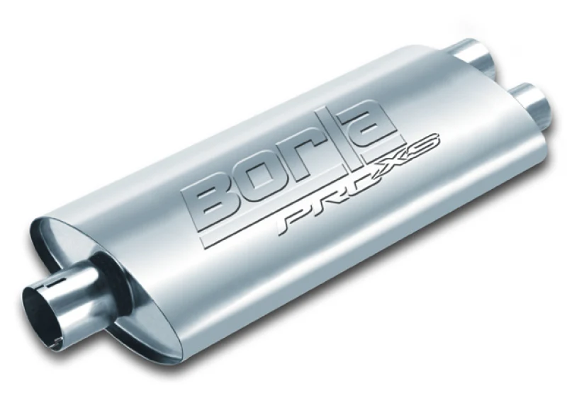 Borla Universal Center/Dual Oval 2.5in In/Dual 2.5in Out 19in x 4in x 9.5in Notched PRO-XS Muffler - Image 2