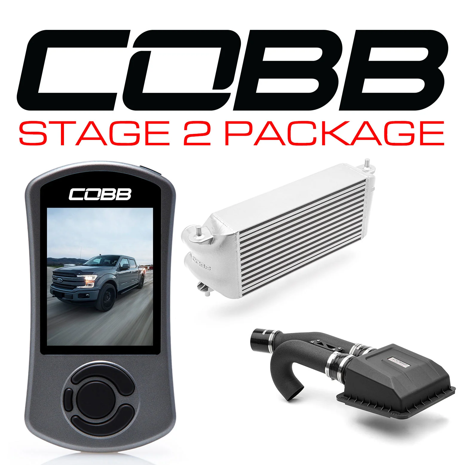 COBB Ford Stage 2 Power Package Silver (Factory Location Intercooler) with TCM F-150 Ecoboost 3.5L 2017-2019